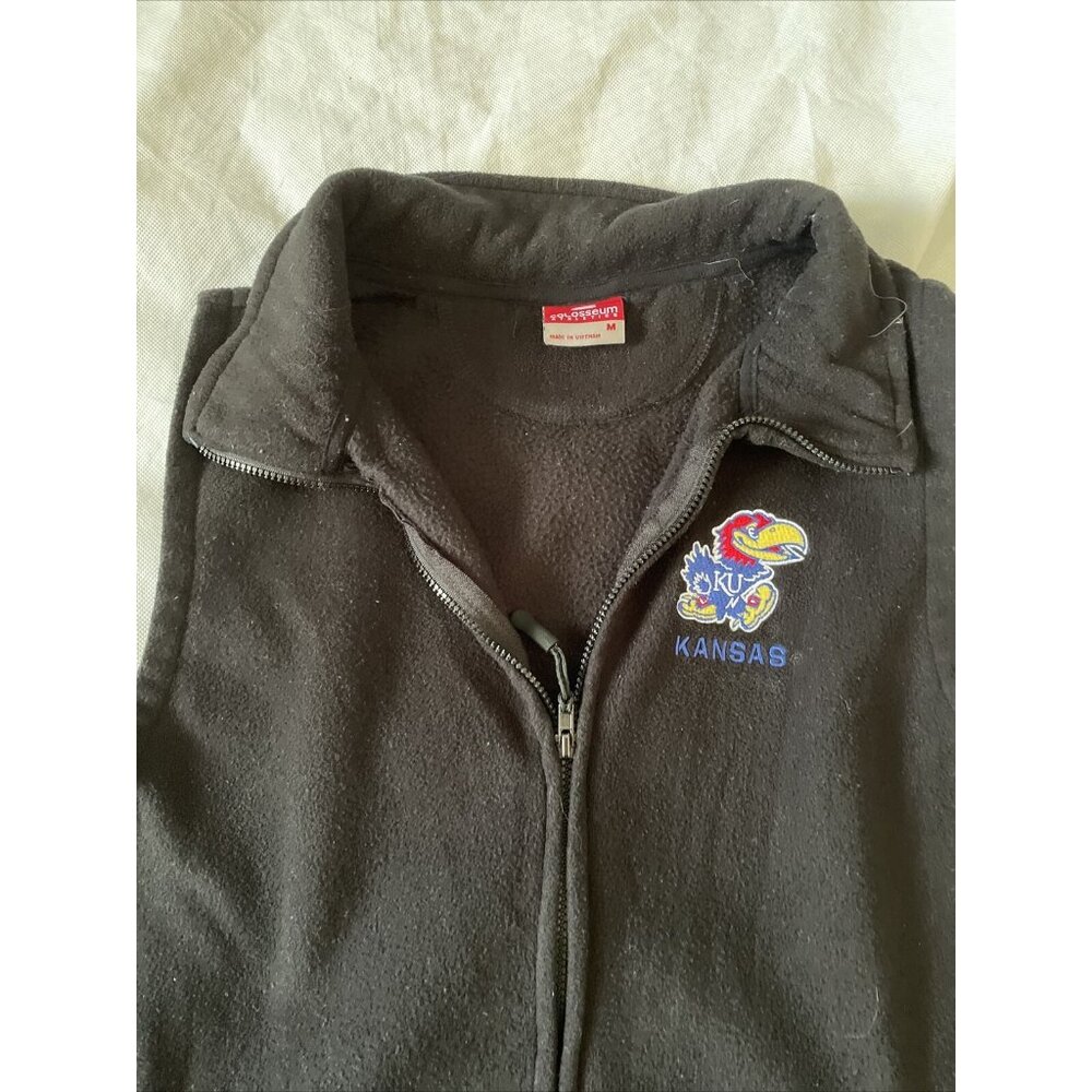 Kansas Jayhawks Colosseum Athletics Black Polar Fleece Vest Women M Embroidered